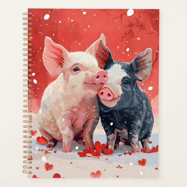 Mini Pigs love hearts Planner (Front)