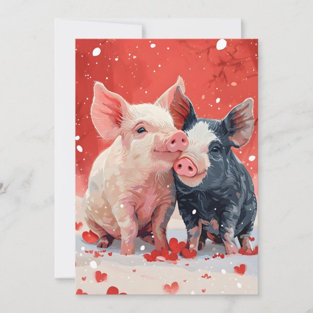 Mini Pigs Valentine's day  Holiday Card (Front)