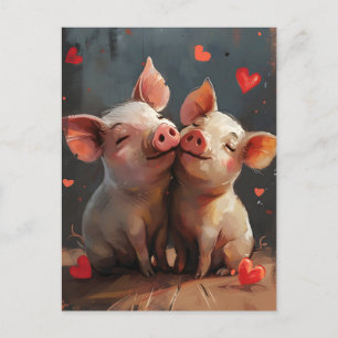 Mini pigs Valentine's Day  Holiday Postcard