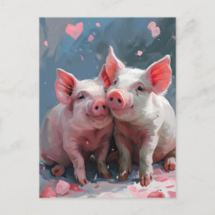 Mini pigs Valentine's day  Postcard
