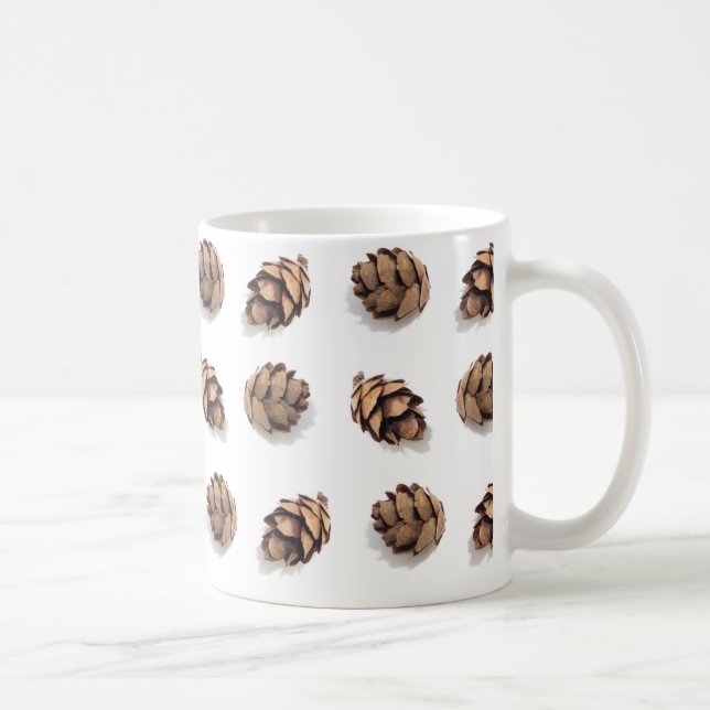 Mini Pine Cones on White Coffee Mug (Right)