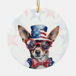 Mini Pinscher Dog, 4th of july Personalised Ceramic Ornament