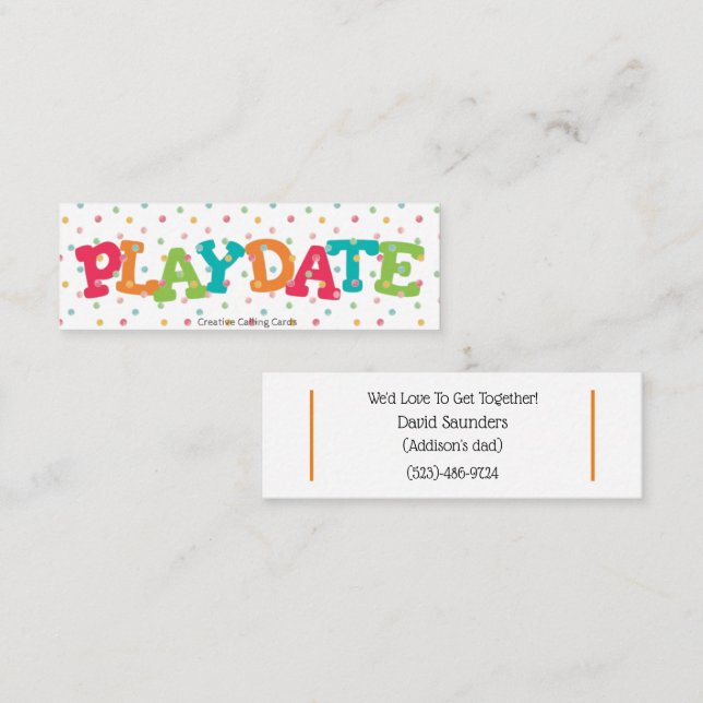 Mini Play Date We&#x27;d Love To Hang Out Calling Card (Front/Back)