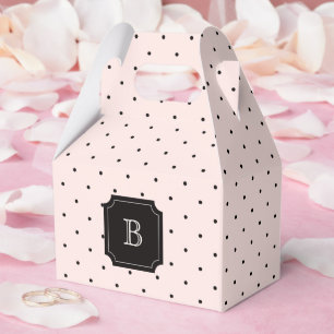 Mini Polka Dots Chic Pink Monogram Wedding Party Favour Box
