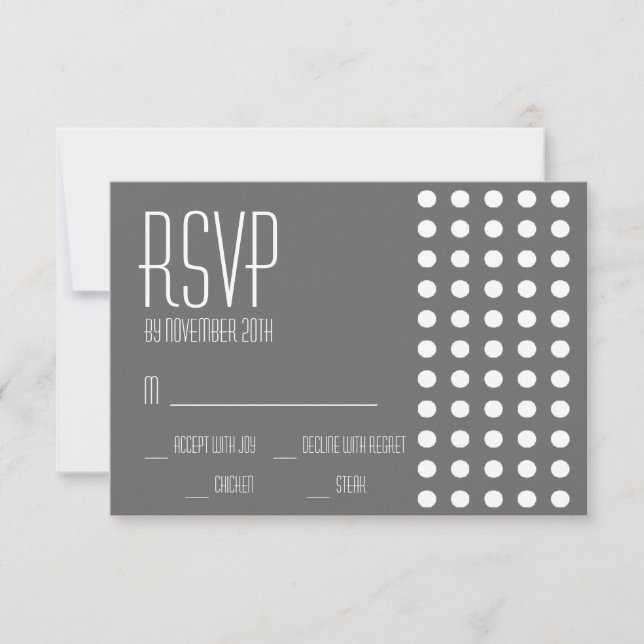 Mini Polka Dots RSVP Cards (Dark Grey) (Front)