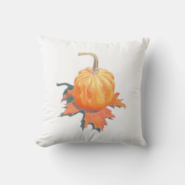 Mini Pumpkin on Oak Leaf Cushion (Front)
