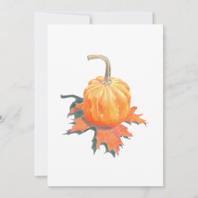 Mini Pumpkin on Oak Leaf Flat Card (Front)