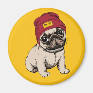 Mini Puppy Hipster Pug Magnet