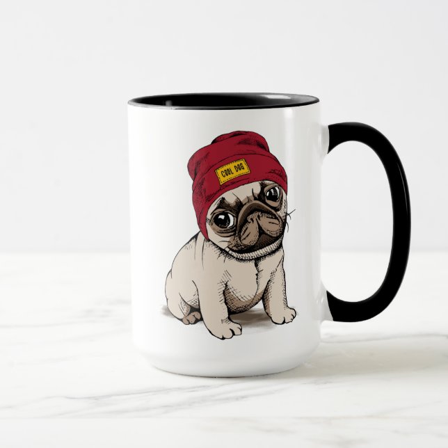 Mini Puppy Hipster Pug Mug (Right)