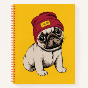 Mini Puppy Hipster Pug Notebook