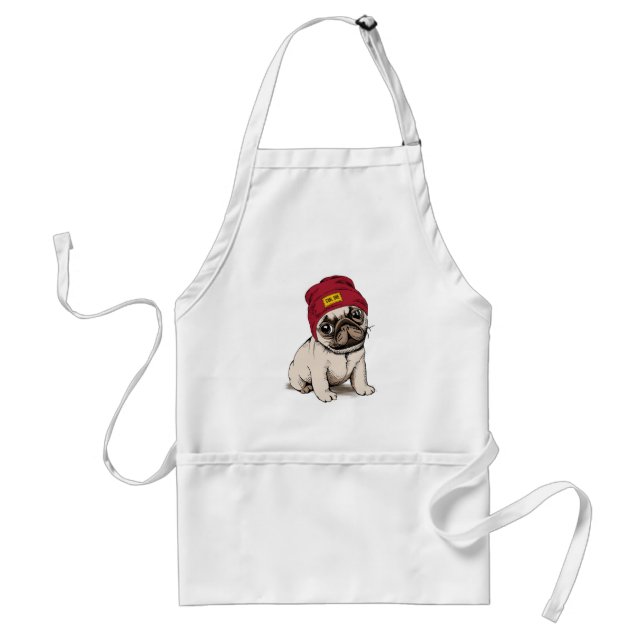 Mini Puppy Hipster Pug Standard Apron (Front)
