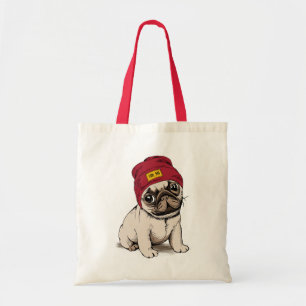 Mini Puppy Hipster Pug Tote Bag