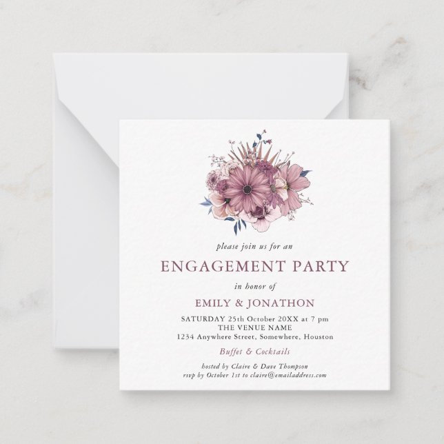 MINI | Purple Florals Engagement Party Invitation (Front)