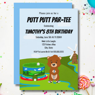 Mini Putt Putt Birthday Cute Gopher Kids Party  Invitation