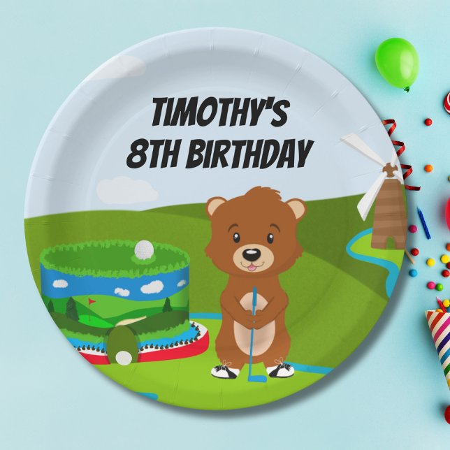 Mini Putt Putt Birthday Cute Gopher Kids Party  Paper Plate (Creator Uploaded)