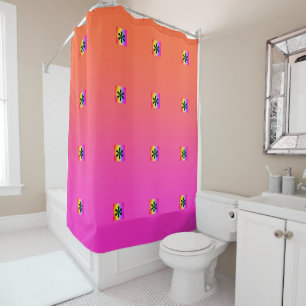 Mini Rainbow Asterisk Shower Curtain