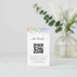 Mini Rainbow Glitter QR Code Wedding Details  Enclosure Card