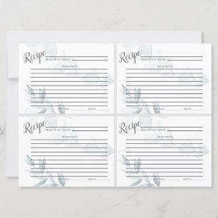 Mini RECIPE CARDS Dusty Blue Watercolor Eucalypt