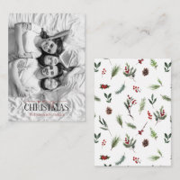 Mini Red Berry Black & White Photo Merry Christmas