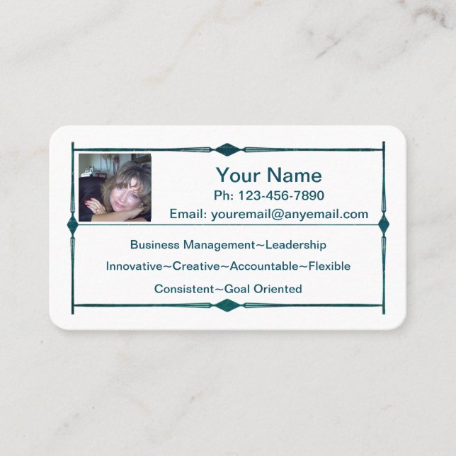 Mini Resume Business Card Dark Green (Front)