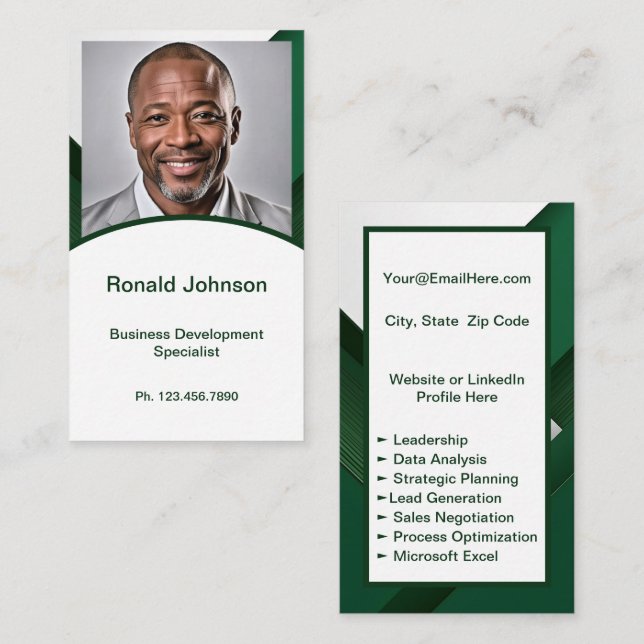 Mini Resume Card | Networking Card Dark Green (Front/Back)