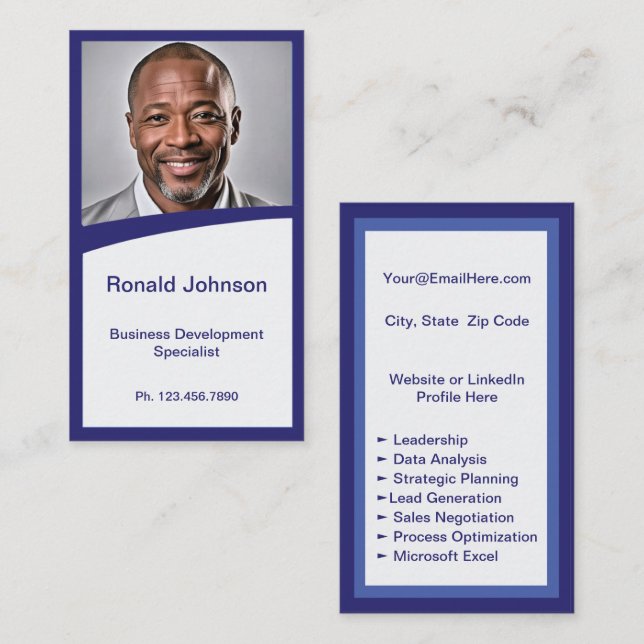 Mini Resume Card | Networking Card Navy Blue (Front/Back)