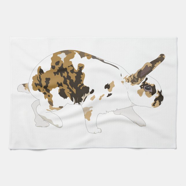 Mini Rex Rabbit - "Sneak" Tea Towel (Horizontal)