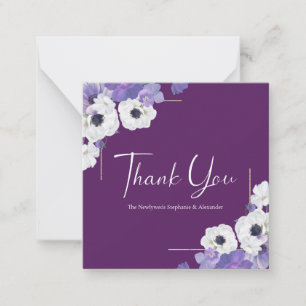 Mini Royal Purple Floral Thank You Card