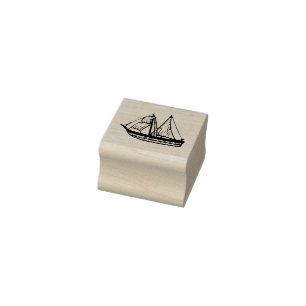 Mini rubber stamp sailing ship, travel stamp