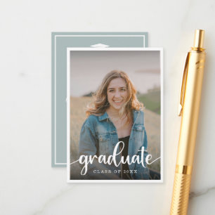 Mini Sage Green Photo Graduation Invitation