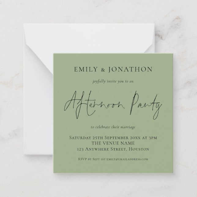 MINI Sage Green Wedding Afternoon Party Invite (Front)