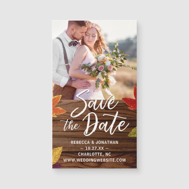 Mini Save the Date Magnets Cheap | Fall Wedding (Front)
