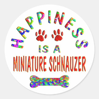 Mini Schnauzer Happiness Classic Round Sticker