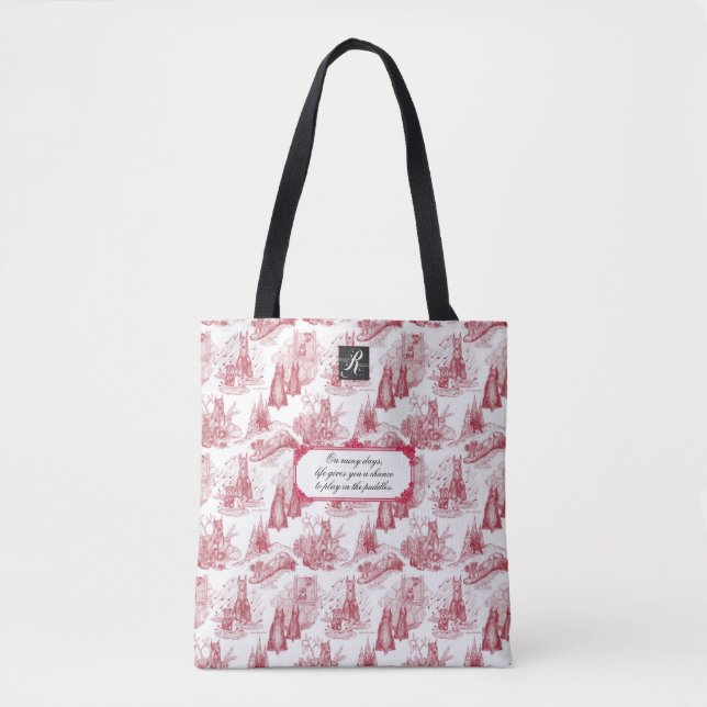 MINI SCHNAUZER Terrier Red Toile Rainy Day Play Tote Bag (Front)