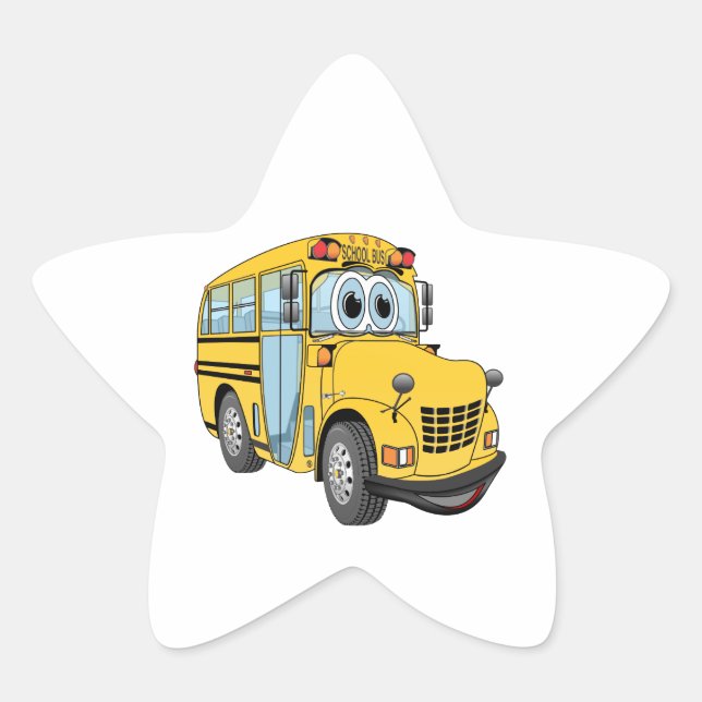 Mini School Bus Cartoon Star Sticker (Front)