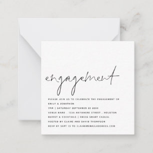 MINI Script Black White Engagement Party Invite