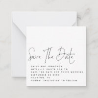 MINI Script Black White Wedding Save the Date