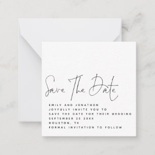 MINI Script Black White Wedding Save the Date Card