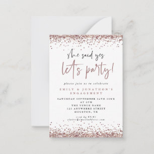 MINI She Said Yes Rose Gold Glitter Engagement Card