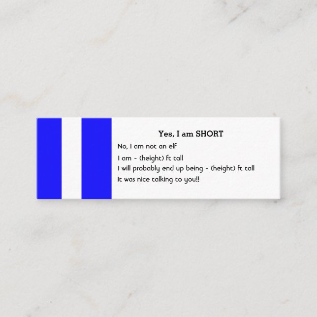 Mini SHORT People Business Cards (Front)