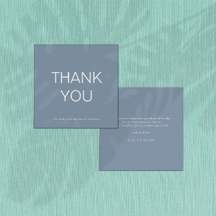 Mini Simple Dusty Blue Thank You Square Note Card