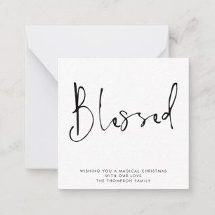 MINI   Simple Script Blessed Black White Holiday Card