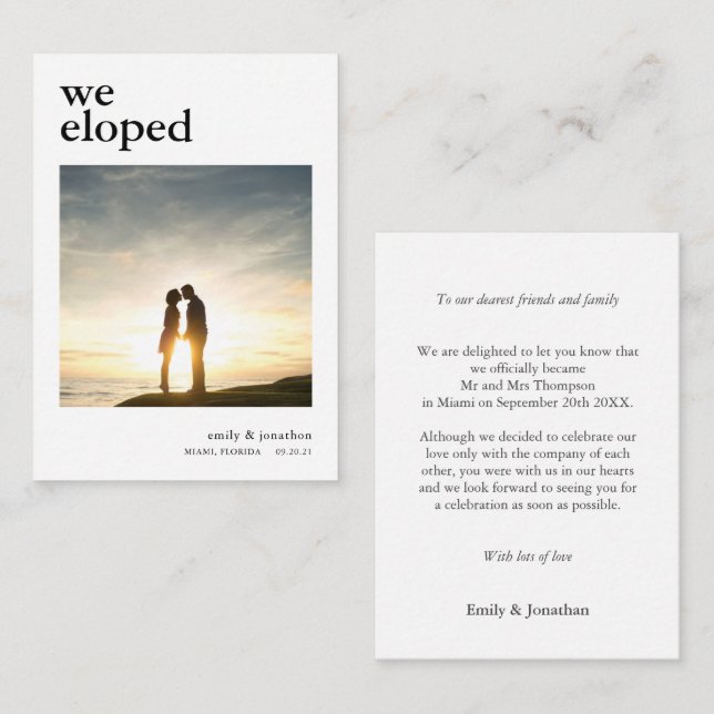 MINI | Simple We Eloped Announcement Photo (Front/Back)