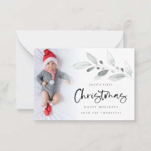 Mini Size   1st Christmas Baby Custom Photo Card