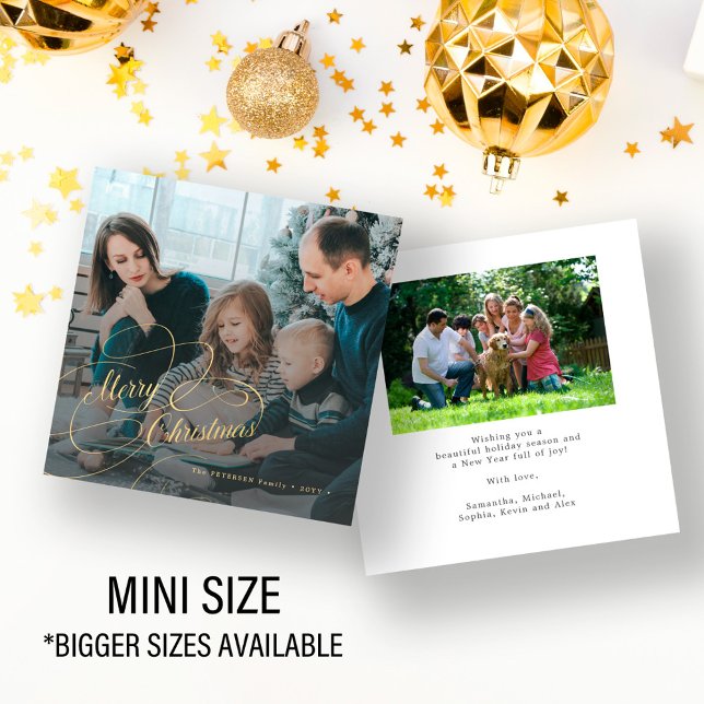 MINI SIZE 2 family photo Merry Christmas holiday Card (Creator Uploaded)