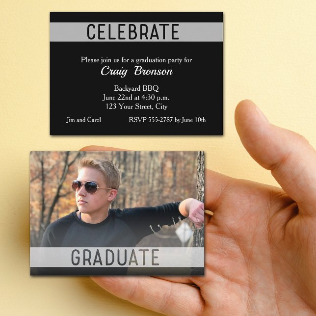 MINI Size 3.5" X 2.5" Grad  Photo Invite Cards (Small 3.5" x 2.5" graduation party cards to hand out or include in your graduation announcements.)