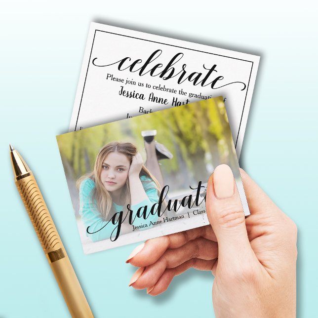 MINI Size 3.5" X 2.5" Grad  Photo Invite Cards (Small 3.5" x 2.5" graduation party cards to hand out or include in your graduation announcements.)