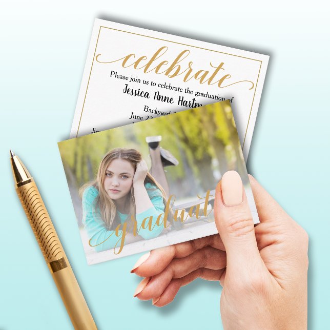 MINI Size 3.5" X 2.5" Grad  Photo Invite Cards (Creator Uploaded)