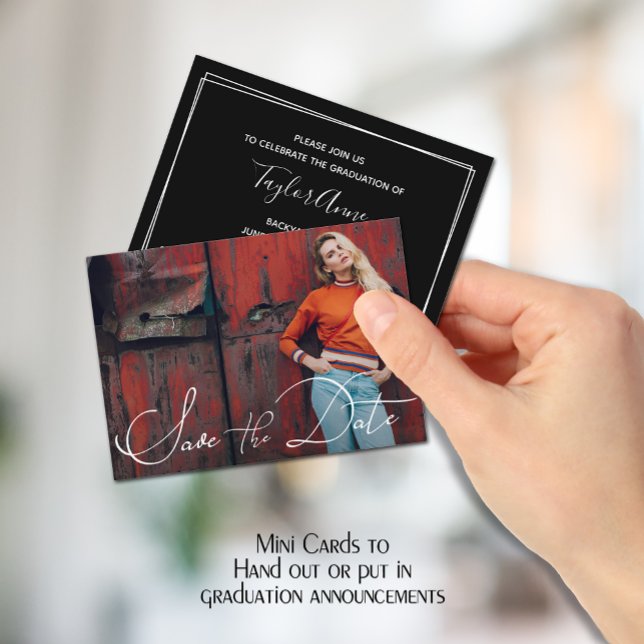 MINI Size 3.5" X 2.5" Photo Graduate Invitations (Small 3.5" x 2.5" graduation party cards to hand out or include in your graduation announcements.)