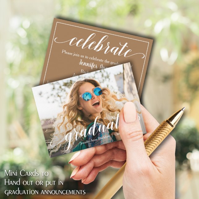 MINI Size 3.5" X 2.5" Photo Graduate Invitations (Small 3.5" x 2.5" graduation party cards to hand out or include in your graduation announcements.)